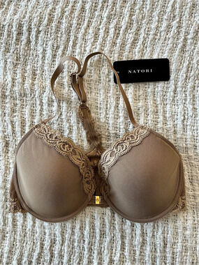 Natori Feathers Front-Close T-Back Contour Bra Front-Close T-Back Bra Brown 34D